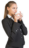 Businesswoman holding mug