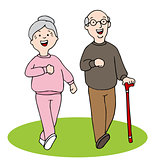 Senior Citizens Walking