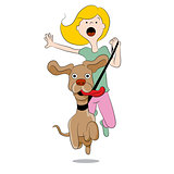 Dog Pulling Woman