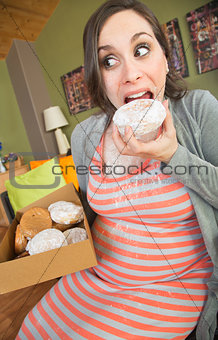 Messy Pregnant Woman Eating