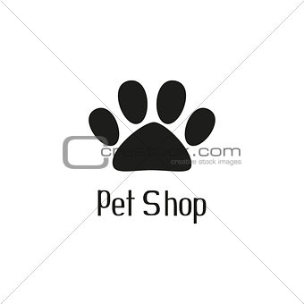 Pet shop logo with pet paw