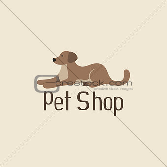 Cute pet shop logo with dog