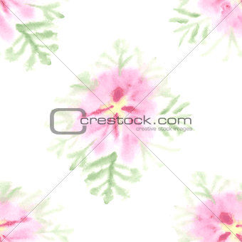 Seamless pattern with vector gentle watercolor flower