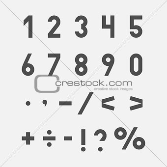 Hand drawn numbers and symbols set