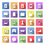 Flat icon set with long shadow for web