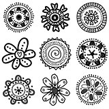 Collection of doodle flowers