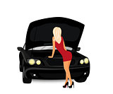 Black car and blonde woman