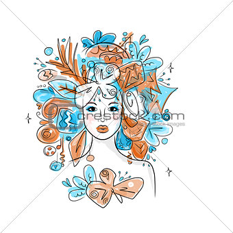 Woman portrait with hairstyle for christmas carnival