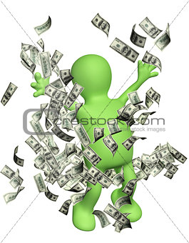 Happy puppet with money
