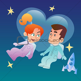 Couple in love in space