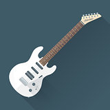 flat style white electric guitar