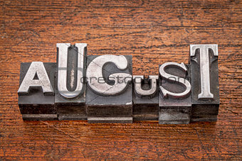 August month in metal type