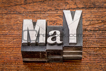 May month in metal type