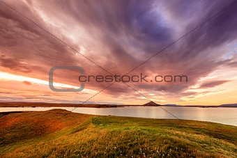 Sunset at Lake Myvatn