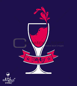 Alcohol theme vector art illustration. Festive goblet with decor