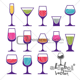 Classic vector goblets collection â martini, wineglass, cognac