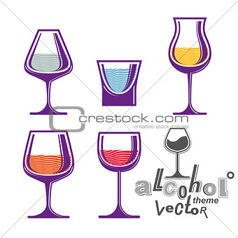 Colorful glasses collection â martini, wine, cognac, whiskey a