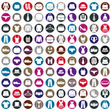 Clothes icons vector collection, vector icon set of fashion signs and symbols. EPS8