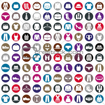 Clothes icons vector collection, vector icon set of fashion signs and symbols. EPS8