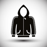 Cloth icon, vector illustration of sweater with a hood. EPS8