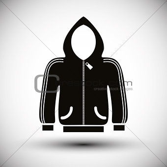 Cloth icon, vector illustration of sweater with a hood. EPS8