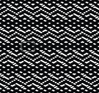 Monochrome visual abstract textured geometric seamless pattern. 