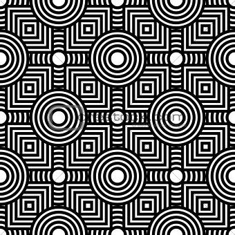 Seamless black and white geometric pattern, simple vector backgr