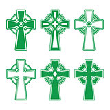 Irish, Scottish Celtic green cross on white - vector