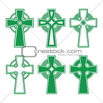 Irish, Scottish Celtic green cross on white - vector