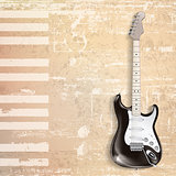 abstract beige grunge piano background with electric guitar