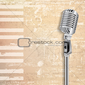 abstract grunge background with retro microphone