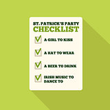 Flat Style Icon with Long Shadow. A checklist for St. Patrick's day