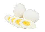Boiled eggs isolated on white back