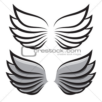 set. two pairs of wings. Black and colored