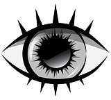 Vector black and white illustration. The human eye