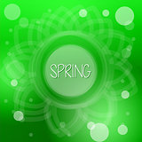 spring in flower over green background with white dots