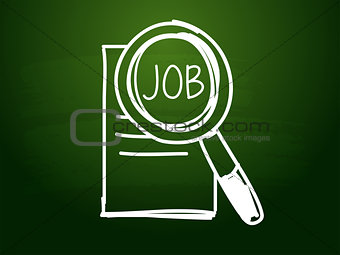 job and search sign over green blackboard