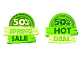 50 percentages off spring sale and hot deal, round drawn labels