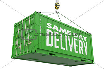 Same Day Delivery - Green Hanging Cargo Container.