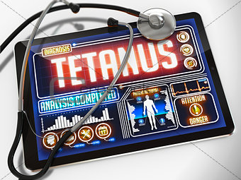 Tetanus on the Display of Medical Tablet.
