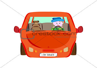 driver in red car