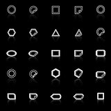Label line icons with reflect on black background