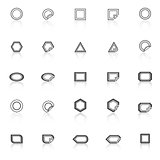 Label line icons with reflect on white background