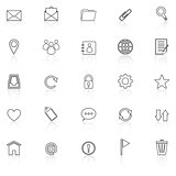 Mail line icons with reflect on white background