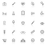 Medical line icons with reflect on white background