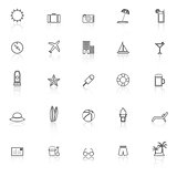 Summer line icons with reflect on white background