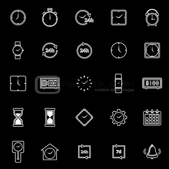 Time line icons on black background