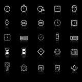 Time line icons with reflect on black background