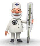 The doctor with the thermometer