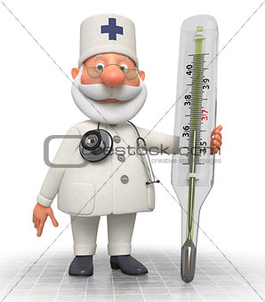 The doctor with the thermometer